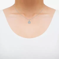 Womens 1/2 CT. T.W. Natural White Diamond 14K White Gold Round 18 Inch Pendant Necklace
