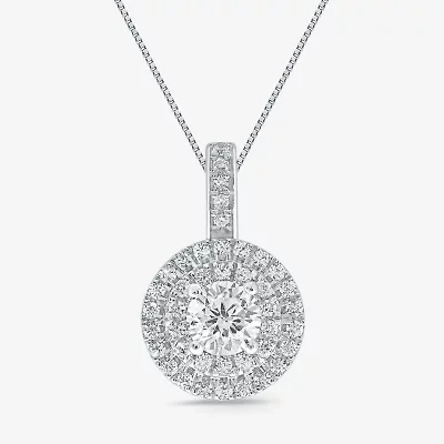 Womens 1/2 CT. T.W. Natural White Diamond 14K White Gold Round 18 Inch Pendant Necklace