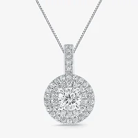 Womens 1/2 CT. T.W. Natural White Diamond 14K White Gold Round 18 Inch Pendant Necklace
