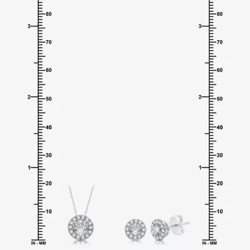 (H-I / I1) Womens 1 1/2 CT. T.W. Lab Grown White Diamond 10K White Gold Round 2-pc. Jewelry Set