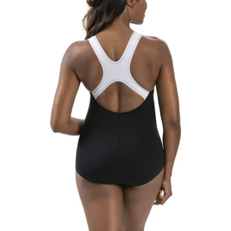 Dolfin Aquashape Color Block Conservative Lap Suit Womens One Piece Swimsuit