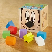 Melissa & Doug Mickey Mouse & Friends Wooden Shape Sorting Cube Interactive Toy
