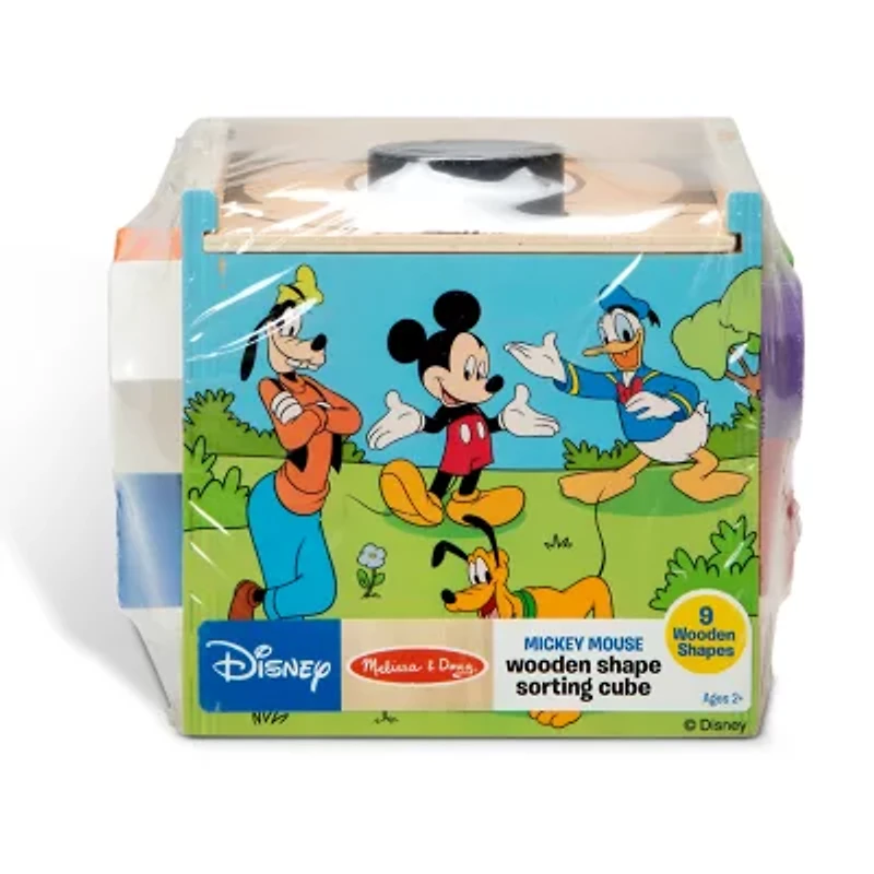 Melissa & Doug Mickey Mouse & Friends Wooden Shape Sorting Cube Interactive Toy