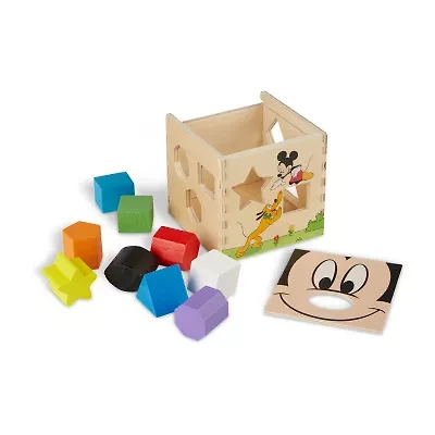 Melissa & Doug Mickey Mouse & Friends Wooden Shape Sorting Cube Interactive Toy