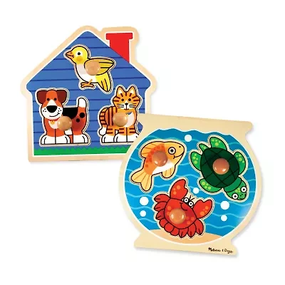 Melissa & Doug Fish And Pets Jumbo Knob Bundle 2-pc. Non-Toxic Puzzle