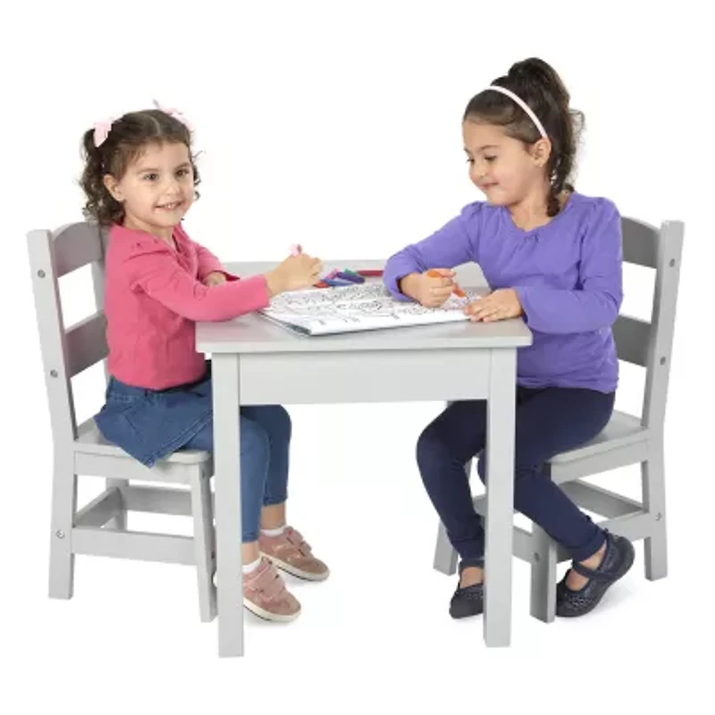 Melissa & Doug Wooden Table & Chairs (Gray)