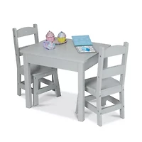 Melissa & Doug Wooden Table & Chairs (Gray)