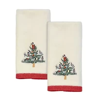 Spode Christmas Tree Embroidered Holiday Bath and Hand Towel