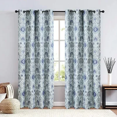 Max Blackout Baylor Print Grommet Top Energy Saving 100% Single Curtain Panel