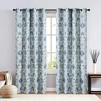 Max Blackout Baylor Print Grommet Top Energy Saving 100% Single Curtain Panel