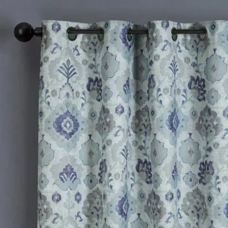 Max Blackout Baylor Print Grommet Top Energy Saving 100% Single Curtain Panel