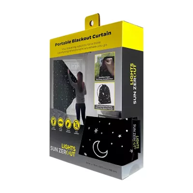 Sun Zero Lights Out Stars Portable Suction Cup 100% Blackout Single Curtain Panel