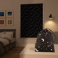 Sun Zero Lights Out Stars Portable Suction Cup 100% Blackout Single Curtain Panel