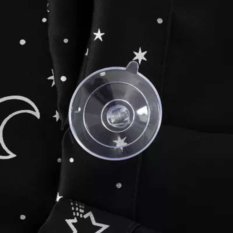 Sun Zero Lights Out Stars Portable Suction Cup 100% Blackout Single Curtain Panel