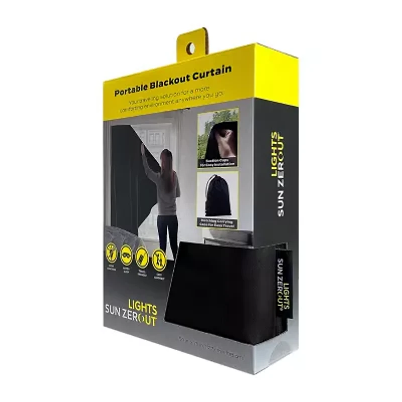 Sun Zero Lights Out Solid Portable Suction Cup 100% Blackout Single Curtain Panel