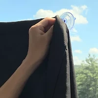 Sun Zero Lights Out Solid Portable Suction Cup 100% Blackout Single Curtain Panel