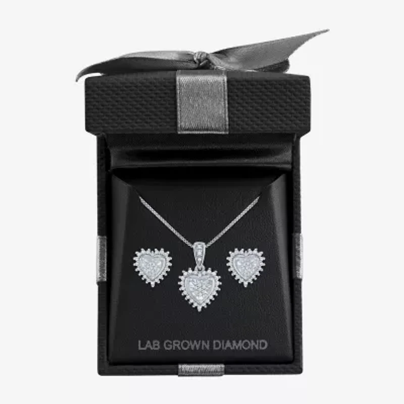 (G-H / I1-I2) Womens 1/4 CT. T.W. Lab Grown White Diamond Sterling Silver Heart 2-pc. Jewelry Set