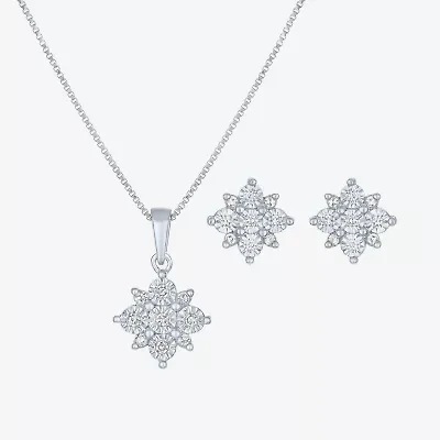 Diamond Blossom (G-H / Si2-I1) Womens 1/5 CT. Lab Grown White Diamond Sterling Silver 2-pc. Jewelry Set
