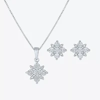 Diamond Blossom (G-H / Si2-I1) Womens 1/5 CT. Lab Grown White Diamond Sterling Silver 2-pc. Jewelry Set