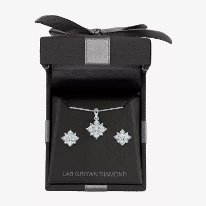 Diamond Blossom (G-H / Si2-I1) Womens 1/5 CT. Lab Grown White Diamond Sterling Silver 2-pc. Jewelry Set