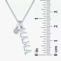 Diamond Accent "Mama" (G-H / Si2-I1) Womens Lab Grown White Sterling Silver 18 Inch Pendant Necklace