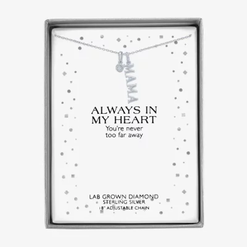 Diamond Accent "Mama" (G-H / Si2-I1) Womens Lab Grown White Sterling Silver 18 Inch Pendant Necklace