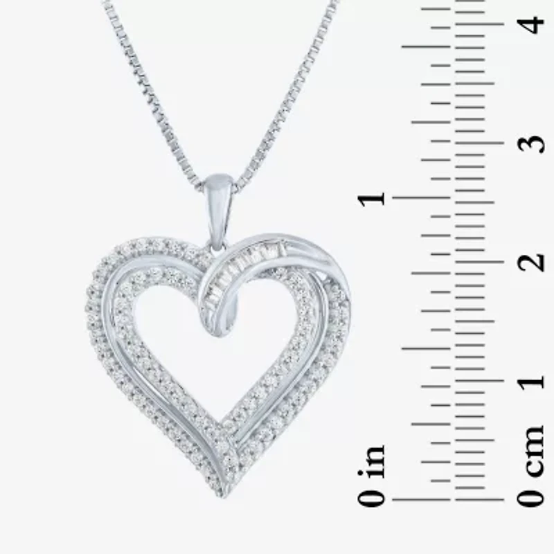 (G-H / I1-I2) Womens 1/2 CT. T.W. Lab Grown White Diamond Sterling Silver Heart 18 Inch Pendant Necklace