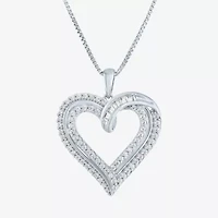 (G-H / I1-I2) Womens 1/2 CT. T.W. Lab Grown White Diamond Sterling Silver Heart 18 Inch Pendant Necklace