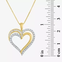 (G-H / I1-I2) Womens 1/2 CT. T.W. Lab Grown White Diamond 14K Gold Over Silver Heart 18 Inch Pendant Necklace