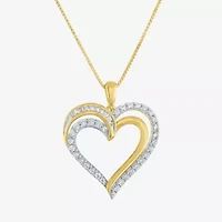 (G-H / I1-I2) Womens 1/2 CT. T.W. Lab Grown White Diamond 14K Gold Over Silver Heart 18 Inch Pendant Necklace