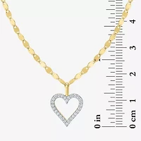 (G-H / I1-I2) Womens 1/10 CT. T.W. Lab Grown White Diamond 14K Gold Over Silver Heart 18 Inch Pendant Necklace
