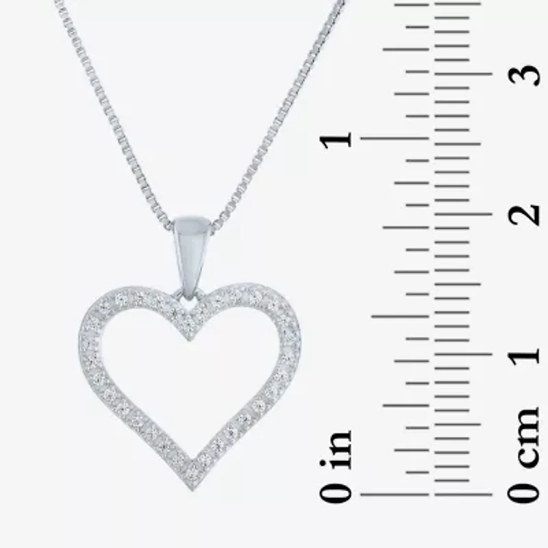G-H / I1-I2) Womens 1/10 CT. T.W. Lab Grown White Diamond Sterling Silver Heart 18 Inch Pendant Necklace