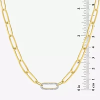 (G-H / I1-I2) Womens 1/10 CT. T.W. Lab Grown White Diamond 14K Gold Over Silver Paperclip 18 Inch Pendant Necklace