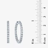 (G-H / I1-I2) Womens 1/2 CT. T.W. Lab Grown White Diamond Sterling Silver 25mm Hoop Earrings