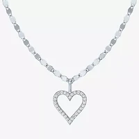 (G-H / I1-I2) Womens 1/10 CT. T.W. Lab Grown White Diamond 14K Gold Over Silver Heart 18 Inch Pendant Necklace