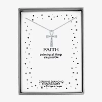 Diamond Accent Egyptian Ankh Womens Diamond Accent Natural White Diamond Sterling Silver Cross 18 Inch Pendant Necklace