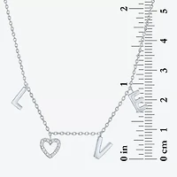 Diamond Accent "Love" Womens Diamond Accent Natural White Diamond Sterling Silver 18 Inch Pendant Necklace