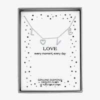 Diamond Accent "Love" Womens Diamond Accent Natural White Diamond Sterling Silver 18 Inch Pendant Necklace
