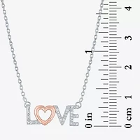 Diamond Accent "Love" Womens Diamond Accent Natural Diamond 14K Rose Gold Over Silver Sterling Silver 18 Inch Pendant Necklace