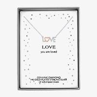 Diamond Accent "Love" Womens Diamond Accent Natural Diamond 14K Rose Gold Over Silver Sterling Silver 18 Inch Pendant Necklace