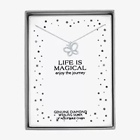 Diamond Accent Womens Diamond Accent Natural White Diamond Sterling Silver Butterfly 18 Inch Pendant Necklace
