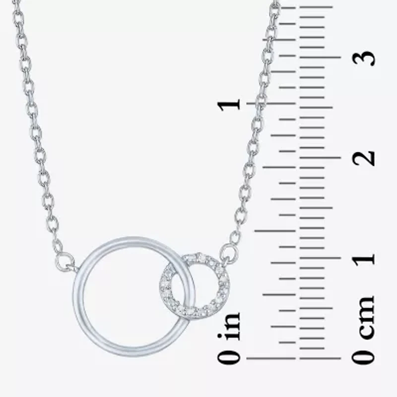 Diamond Accent "Hope" Womens Diamond Accent Natural White Diamond Sterling Silver Circle 18 Inch Pendant Necklace
