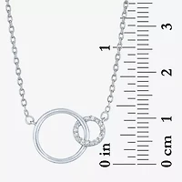 Diamond Accent "Hope" Womens Diamond Accent Natural White Diamond Sterling Silver Circle 18 Inch Pendant Necklace