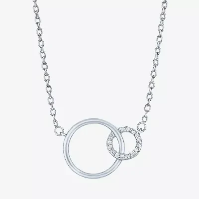 Diamond Accent "Hope" Womens Diamond Accent Natural White Diamond Sterling Silver Circle 18 Inch Pendant Necklace