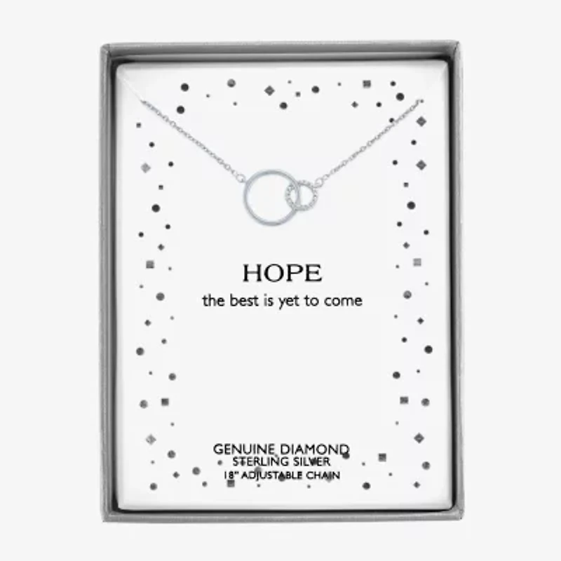 Diamond Accent "Hope" Womens Diamond Accent Natural White Diamond Sterling Silver Circle 18 Inch Pendant Necklace