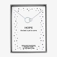 Diamond Accent "Hope" Womens Diamond Accent Natural White Diamond Sterling Silver Circle 18 Inch Pendant Necklace