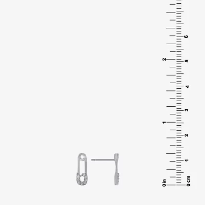 Silver Treasures Cubic Zirconia Sterling Silver 13.9mm Stud Earrings