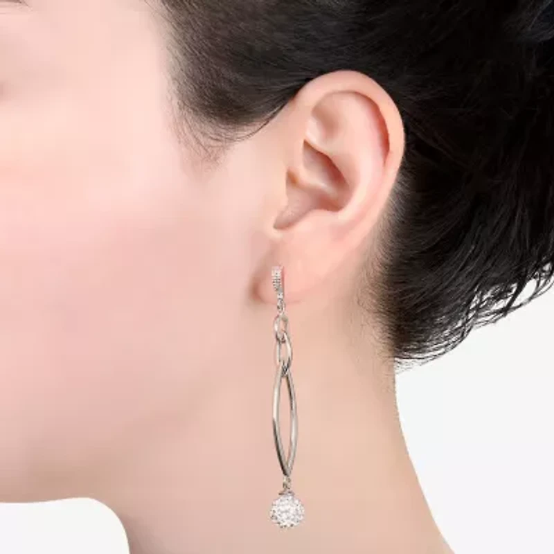 Sparkle Allure Womens Crystal Pure Silver Over Brass Drop Earrings