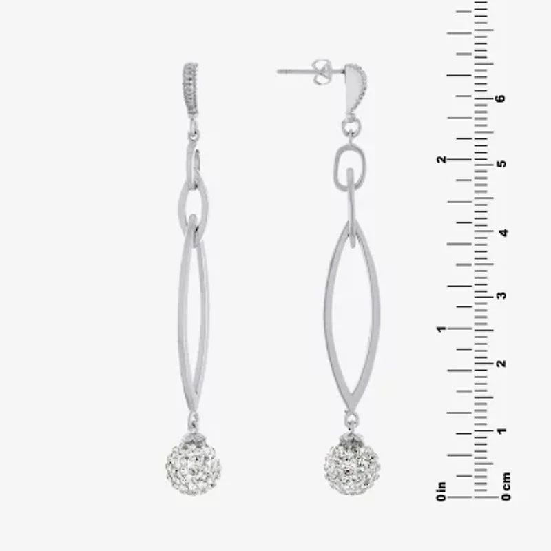 Sparkle Allure Womens Crystal Pure Silver Over Brass Drop Earrings