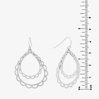 Silver Reflections Scalloped Womens Pure Silver Over Brass Drop Earrings